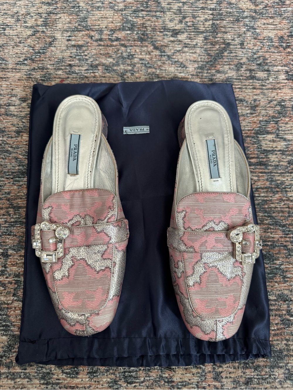 Prada Floral Print Mules